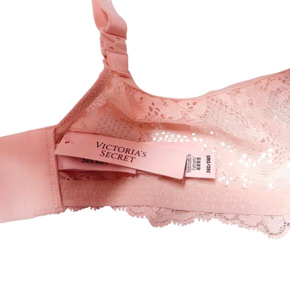 Victoria's Secret Wicked Unlined Lace Balconette Bra Purest Pink Size 38D - Picture 3 of 3
